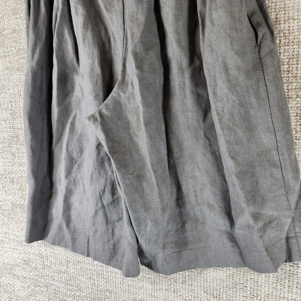 Linen Handmade Studio Long Shorts Womens *XS Gray High Rise Classic 24x10 EUC - Picture 9 of 11